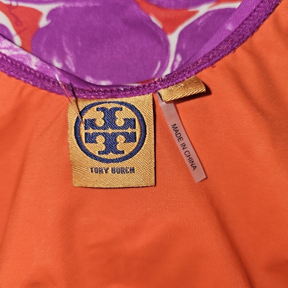 Tory Burch Orange/Purple Halter Swimsuit Sz S Circle Print One Piece - Picture 12 of 15